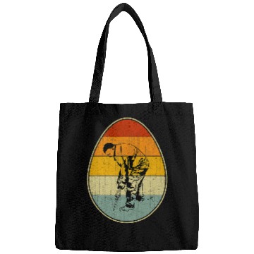 Discover Retro Easter Egg Graphic Cool Easter Day Construction Worker Bags