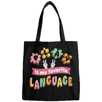 Discover Speech Therapy Play is My Favorite Language SLP Teacher Bags