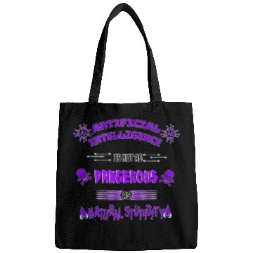 Discover Funny AI Artificial Intelligence Tech geek sarcastic purple Bags
