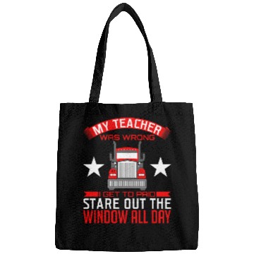 Discover Paid Worker Trucker Truck Drive Travel Tee Bags