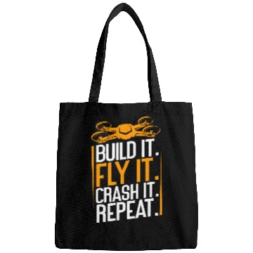 Discover Funny Build Fly Crash Repeat Drone Pilot Quadcopter FPV Bags