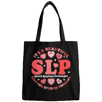 Discover SLP Speech Therapy Pathologist Crew Groovy Valentines Hearts Bags