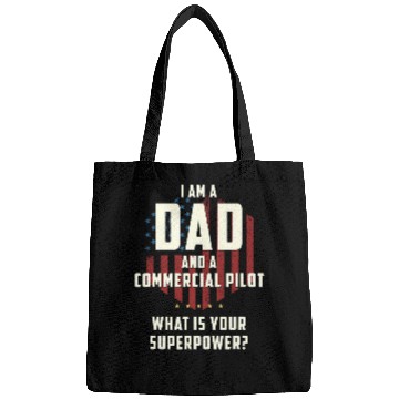 Discover Funny Dad Commercial Pilot Superpower Fathers Day Bags
