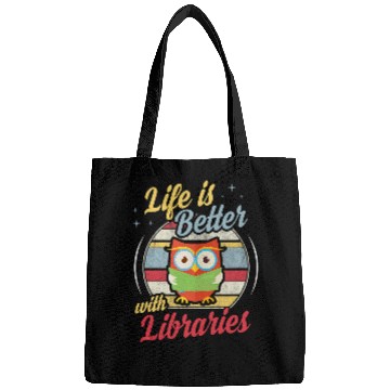 Discover Life Is Better With Libraries Cute Retro Book Read Owl Bags
