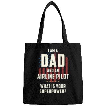 Discover Funny Dad Airline Pilot Superpower Fathers Day Bags