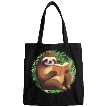 Discover Sloth Reading Book Slow Reader School Teacher Cute Animal Bags