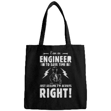 Discover Im Engineer To Save Time Funny Sarcastic Lineman Engineering Bags