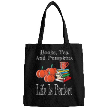 Discover Life Is Perfect Fall Pumpkin Tea Drinker Book Lover Reader Bags