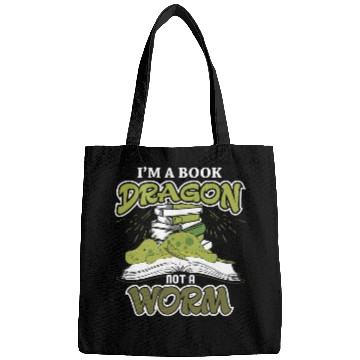 Discover Im a Book Dragon not a Book Worm Reading Lovers Bags