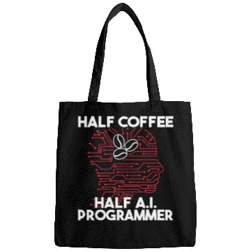 Discover Half Coffee Half AI Programmer men artificial intelligence Bags