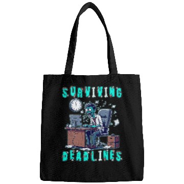 Discover Surviving Deadlines Zombie Office Worker Humor Bags