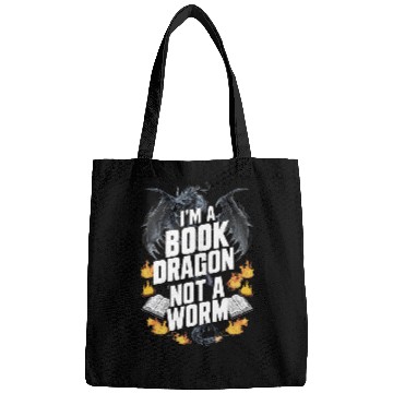 Discover Im A Book Dragon Not A Worm Funny Books lover Bags