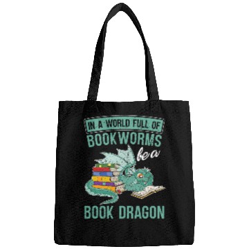 Discover Book Dragon Funny Bookworm Fantasy Animal Book Reading Bags