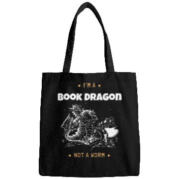 Discover Im A Book Dragon Not A Worm Book Lover Bags