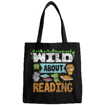 Discover Wild About Reading Teacher Student Reader Bookworm Vintage Bags