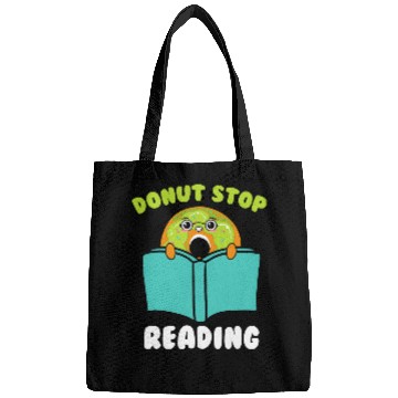 Discover Donut Stop Reading Lover Book Nerd Bookworm Bags