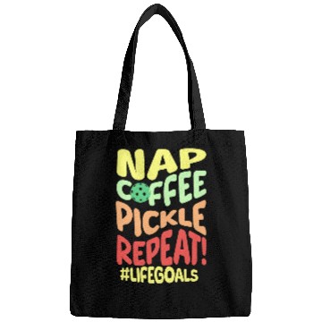 Discover Funny Pickleball Goals Nap Coffee Pickle Repeat Pickleballer Bags