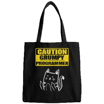 Discover Working Caution Grumpy Programmer Colleague Sarcastic Cat Bags