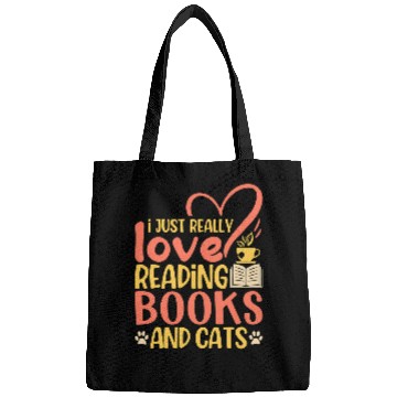 Discover Book Lover Quote Cat Lover Pun Book Reading Text Design Bags