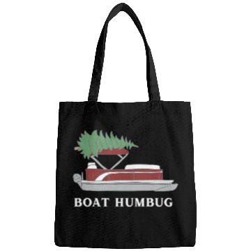 Discover Boat Humbug Pontoon Boat with Christmas Tree On Top Bags