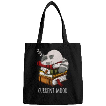 Discover Current mood funny cat sleep and books Bags