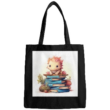 Discover Cute Book Nerd Axolotls Reading Library Bags