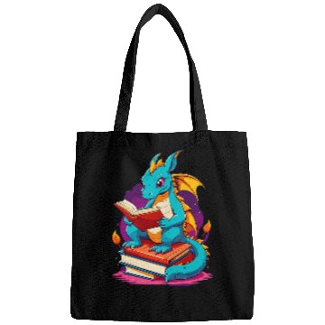 Discover Dragon Reading A Book Cute Dragon Lover Book Reader 1 Bags
