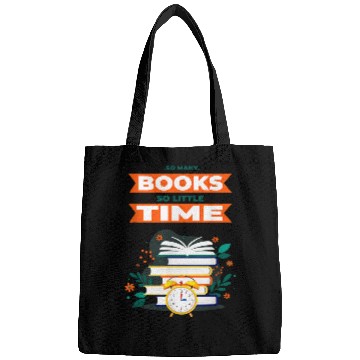 Discover Book Lover saying So Little Time for Reader Bookworm Bags