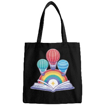 Discover Open Book With Hot Air Balloons Rainbows Bags