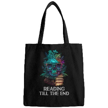 Discover Book Reader Skull Funny Bookworm Reading Till the End Bags
