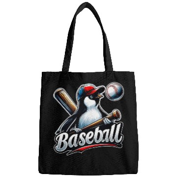 Discover Funny Lets Go Penguin Playing Baseball 2 Bags