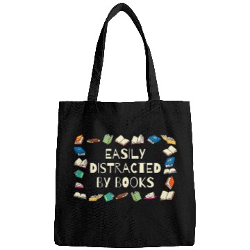Discover EASILY DISTRACTED BY BOOKS Funny Book Lover Reading Bags