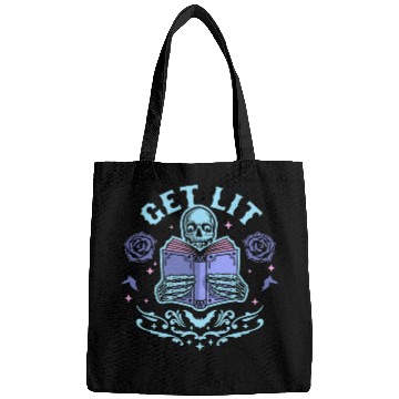 Discover Get Lit Literature Skeletons Reading Book Library Book Lover Bags