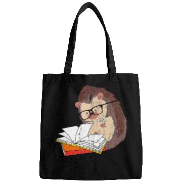Discover Cute Wildlife Forest Animal Bookworm Book Reading Hedgehog Bags