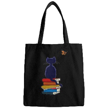 Discover reading book cat book and tea lover Bags