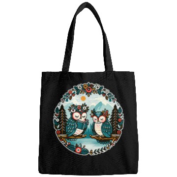 Discover Owl Wilderness Book Reading Illustration Floral Bags
