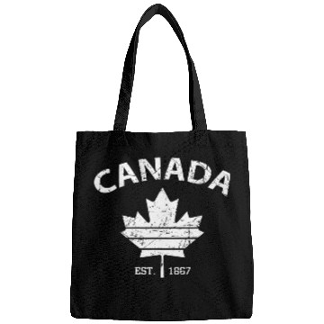 Discover Canada Flag Maple Leaf Proud Canadian Est 1867 vintagess Bags