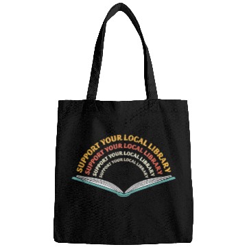 Discover Support your Local Library Bookworm Reading 2 Bags