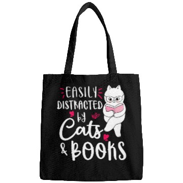 Discover Easily Distracted by Cats and Books Cat Book Lovers Gift Bags