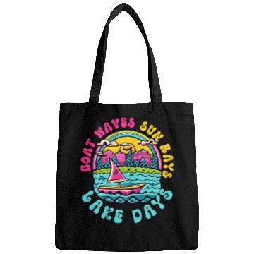 Discover Boat Waves Sun Rays Lake Days Funny Summer Beach Vacation 8 Bags