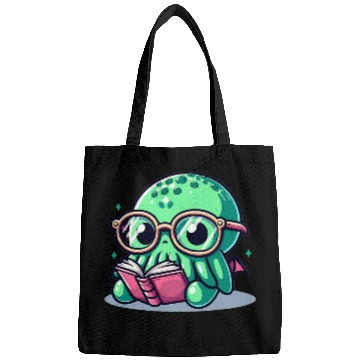 Discover Adorable Book Lover Cthulhu With Reading Glasses Cute Bags