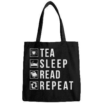 Discover Tea Sleep Read Repeat Book Lover Bags