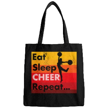 Discover Eat Sleep Cheer Repeat Funny Cheerleading Team Bags