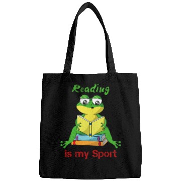 Discover Reading Is My Sport Book Lovers Frog Reading Reading Bags
