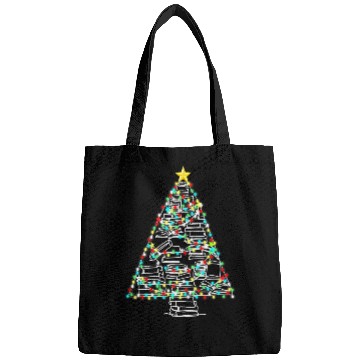 Discover book christmas tree book reading lovers chritmas Bags