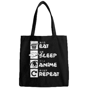 Discover Eat Sleep Anime Repeat Funny Kawaii Japanese Otaku Design Bags