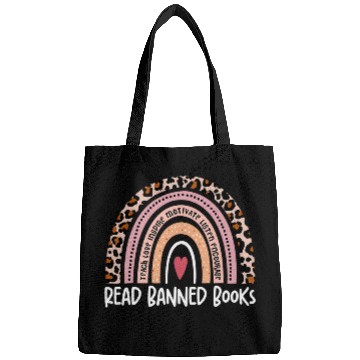 Discover read banned books leopard rainbow book lovers Bags