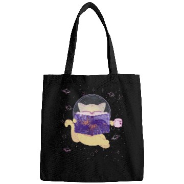 Discover Space Cat Reading Book and Tea Space Cat Bags