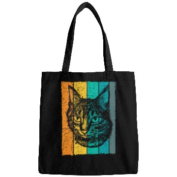 Discover Cat face drawing retro Bags