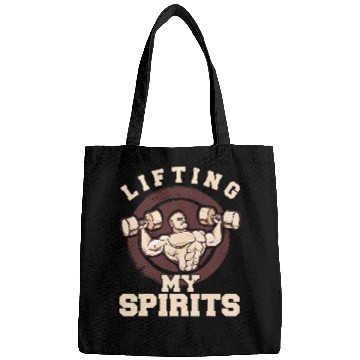 Discover Lifting My Spirits Funny Weightlifting Gym Meme Bags